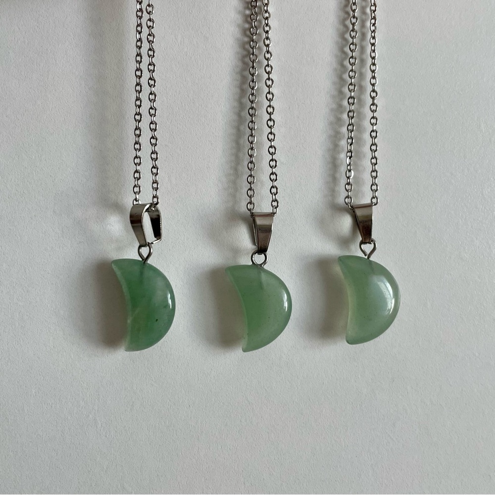 3/$25 Green Aventurine Crescent Moon Necklace